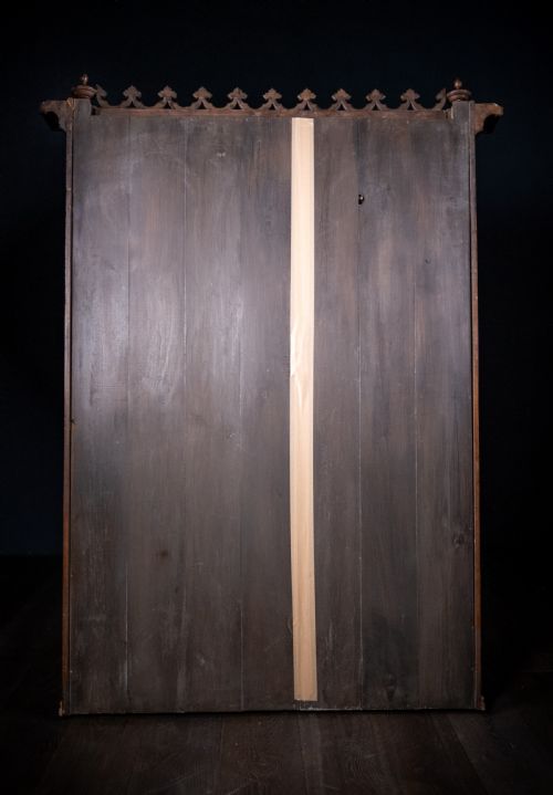 LARGE GOTHIC WALNUT OVERMANTEL MIRROR C1880 - ADDITIONAL PHOTO 11