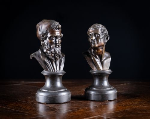 PAIR BRONZE BUSTS OF HIPPOCRATES AND LYSIMACHUS - ADDITIONAL PHOTO 2