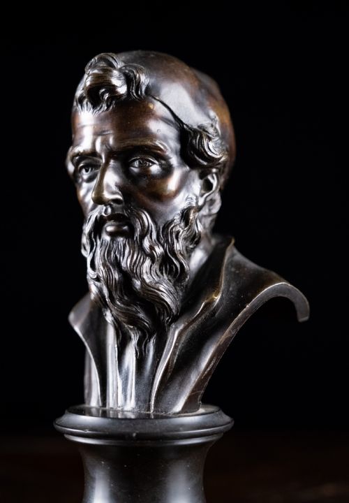 PAIR BRONZE BUSTS OF HIPPOCRATES AND LYSIMACHUS - ADDITIONAL PHOTO 9