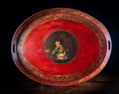 large regency red gilt toleware tray c1830 - CATEGORY: ANTIQUE MISCELLANEOUS - DATED REGENCY