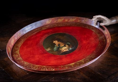 LARGE REGENCY RED GILT TOLEWARE TRAY C1830 - ADDITIONAL PHOTO 1
