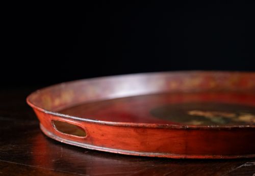 LARGE REGENCY RED GILT TOLEWARE TRAY C1830 - ADDITIONAL PHOTO 8