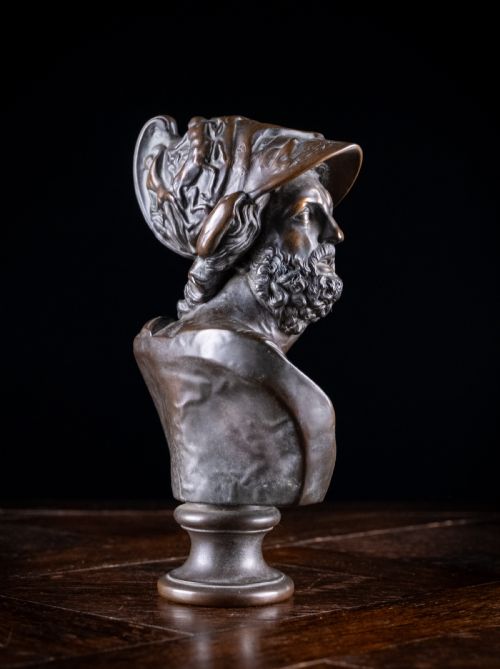 FRENCH BRONZE BUST OF AJAX C1880 - ADDITIONAL PHOTO 2