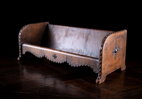 STUDDED TAN LEATHER BOOK TROUGH C 1880 - ADDITIONAL PHOTO 2