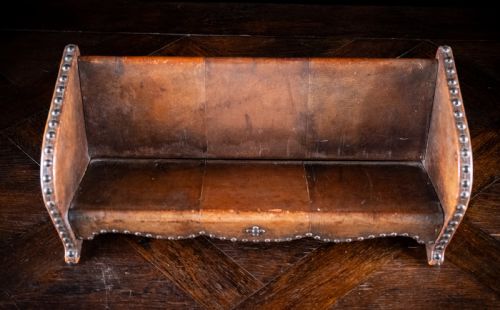 STUDDED TAN LEATHER BOOK TROUGH C 1880 - ADDITIONAL PHOTO 9