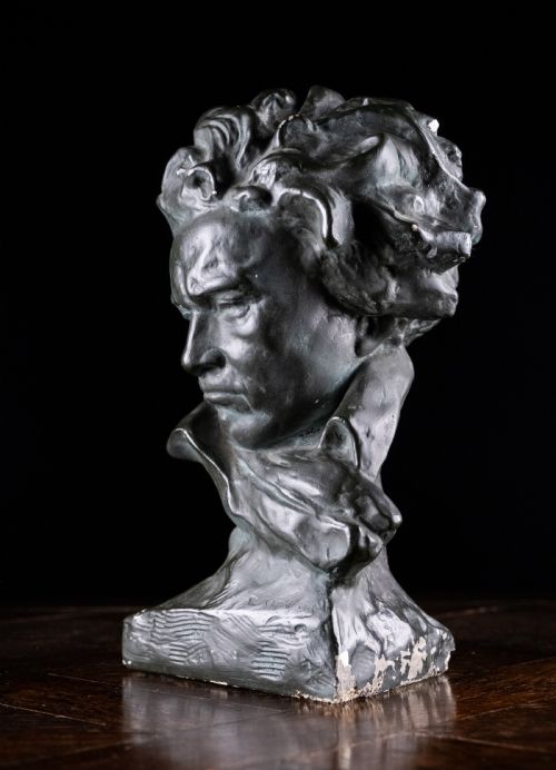 PAINTED PLASTER BUST OF LUDWIG VAN BEETHOVEN C1930 - ADDITIONAL PHOTO 9