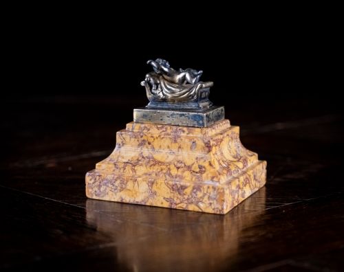 19TH CENTURY GRAND TOUR SILVER GILT MARBLE DESK WEIGHT - ADDITIONAL PHOTO 4
