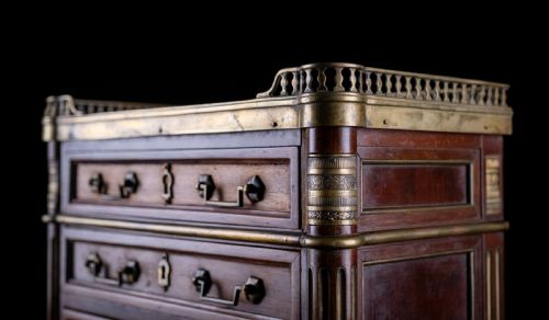 MINIATURE LOUIS XVI MAHOGANY BRONZE MARBLE COMMODE - ADDITIONAL PHOTO 9
