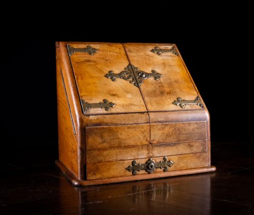 FINE WALNUT BRASS STATIONARY CABINET C1880