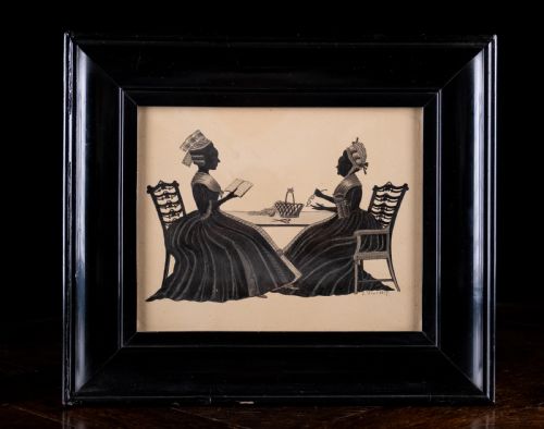 SILHOUETTE OF TWO LADIES DATED 1837