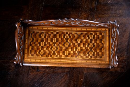ROSEWOOD TUNBRIDGEWARE FOLDING BOOK STAND C1860 - ADDITIONAL PHOTO 3
