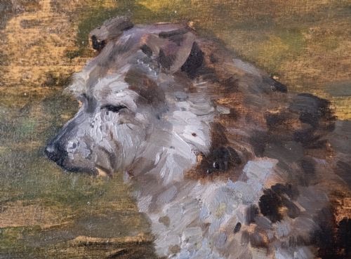 JOHN MURRAY THOMSON RSA RSW SCOTTISH 18851974 PORTRAIT OF A TERRIER OIL ON BOARD - ADDITIONAL PHOTO 2