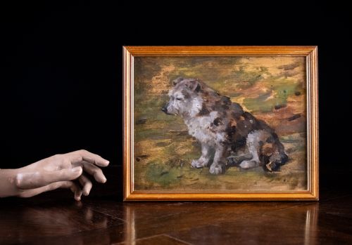 JOHN MURRAY THOMSON RSA RSW SCOTTISH 18851974 PORTRAIT OF A TERRIER OIL ON BOARD - ADDITIONAL PHOTO 6