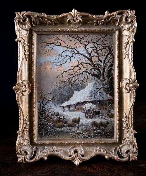 PAIR OF RURAL SCENES AT DUSK EVENING DATED 1838 OIL ON BOARD - ADDITIONAL PHOTO 1