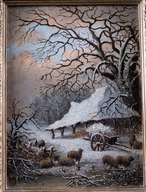 PAIR OF RURAL SCENES AT DUSK EVENING DATED 1838 OIL ON BOARD - ADDITIONAL PHOTO 3