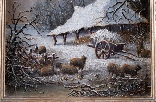 PAIR OF RURAL SCENES AT DUSK EVENING DATED 1838 OIL ON BOARD - ADDITIONAL PHOTO 5
