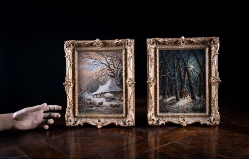 PAIR OF RURAL SCENES AT DUSK EVENING DATED 1838 OIL ON BOARD - ADDITIONAL PHOTO 10