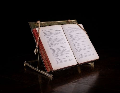 FOLDING ENAMEL COATED BRASS BOOK REST LECTERN C1890 - ADDITIONAL PHOTO 7