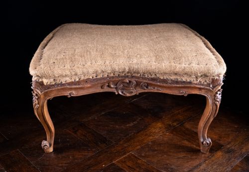 LOUIS XV STYLE CARVED BEECH FOOT STOOL C1900 - ADDITIONAL PHOTO 3