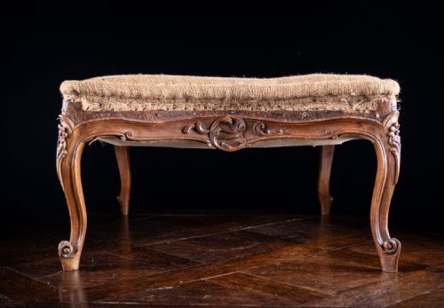 LOUIS XV STYLE CARVED BEECH FOOT STOOL C1900 - ADDITIONAL PHOTO 6