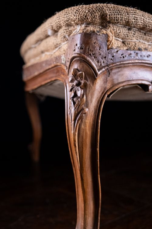 LOUIS XV STYLE CARVED BEECH FOOT STOOL C1900 - ADDITIONAL PHOTO 9