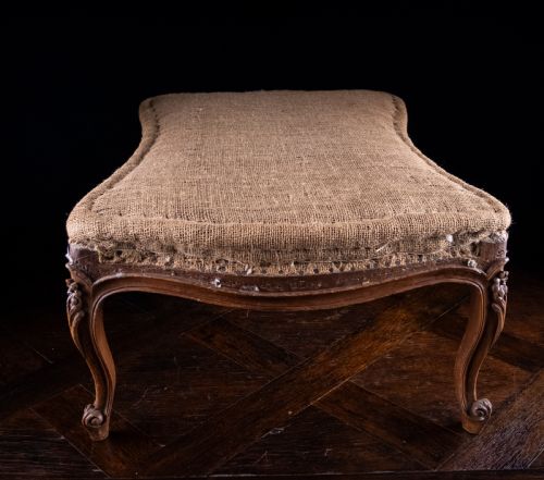 LOUIS XV STYLE CARVED BEECH FOOT STOOL C1900 - ADDITIONAL PHOTO 11