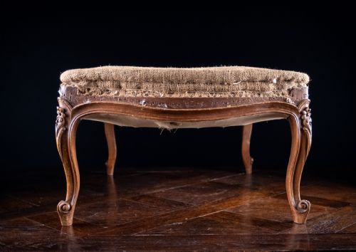 LOUIS XV STYLE CARVED BEECH FOOT STOOL C1900 - ADDITIONAL PHOTO 12