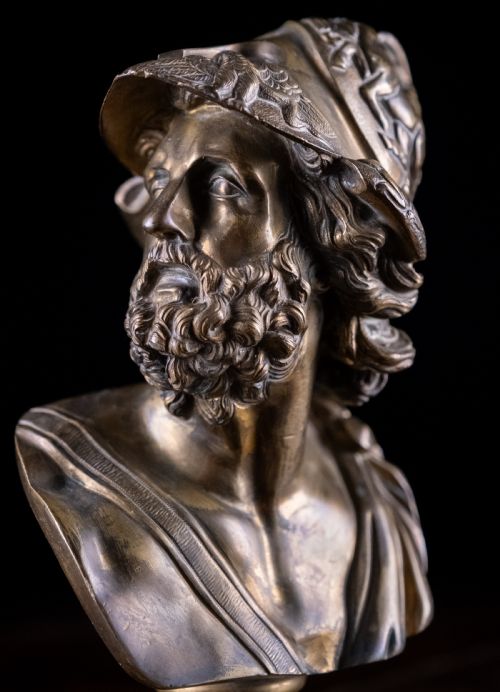 GILT BRONZE BUST OF AJAX C1880 - ADDITIONAL PHOTO 1
