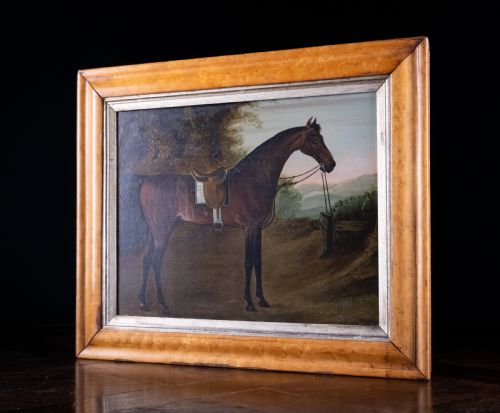 EARLY 19TH CENTURY PORTRAIT OF A BAY HUNTER HORSE OIL ON BOARD - ADDITIONAL PHOTO 5