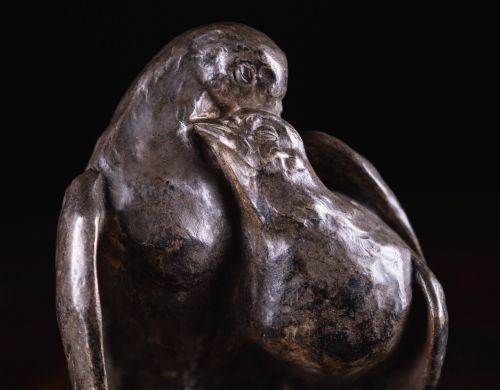 FREDERIQUE CEDERLUNDOZANNE 18801966 NICKEL BRONZE EMBRACING PIGEONS - ADDITIONAL PHOTO 2
