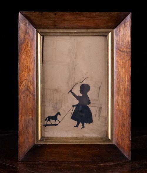 Silhouette of Child with Horse - Attributed to Augustin Edouart (1789-1861)