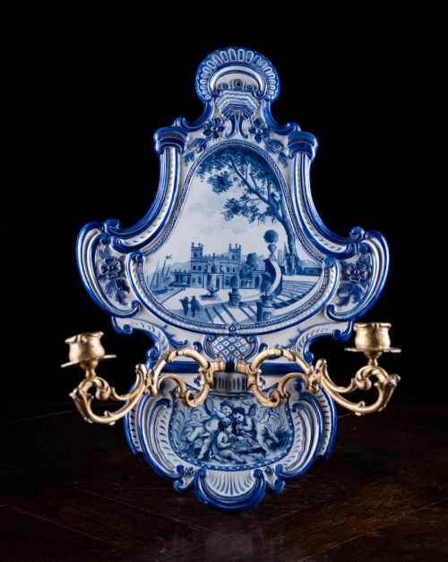 Villeroy & Boch Delft Ormolu Wall Sconce, C.1895
