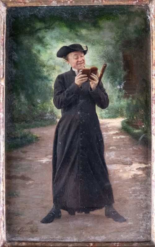 Vincent Chevilliard (1841-1904) - 'An Amusing Read'. Oil on Panel.