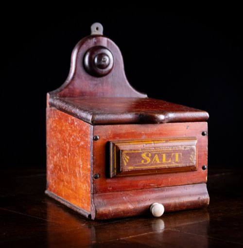 Large 19th Century Red Painted Salt Box