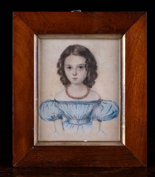 Early 19th Century Portrait of a Girl. Watercolour.
