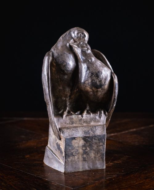 Frederique Cederlund-ozanne (1880-1966) - Nickel Bronze Embracing Pigeons