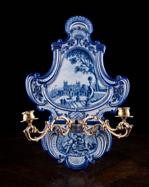 Villeroy & Boch Delft Ormolu Wall Sconce, C.1895