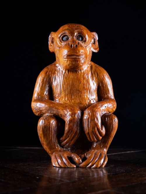 Large Early 20th Century Carved Chinese Monkey