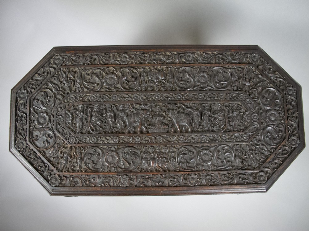 Large 19th Century Anglo Indian Carved Rosewood Table With Elephant Head Legs View VI