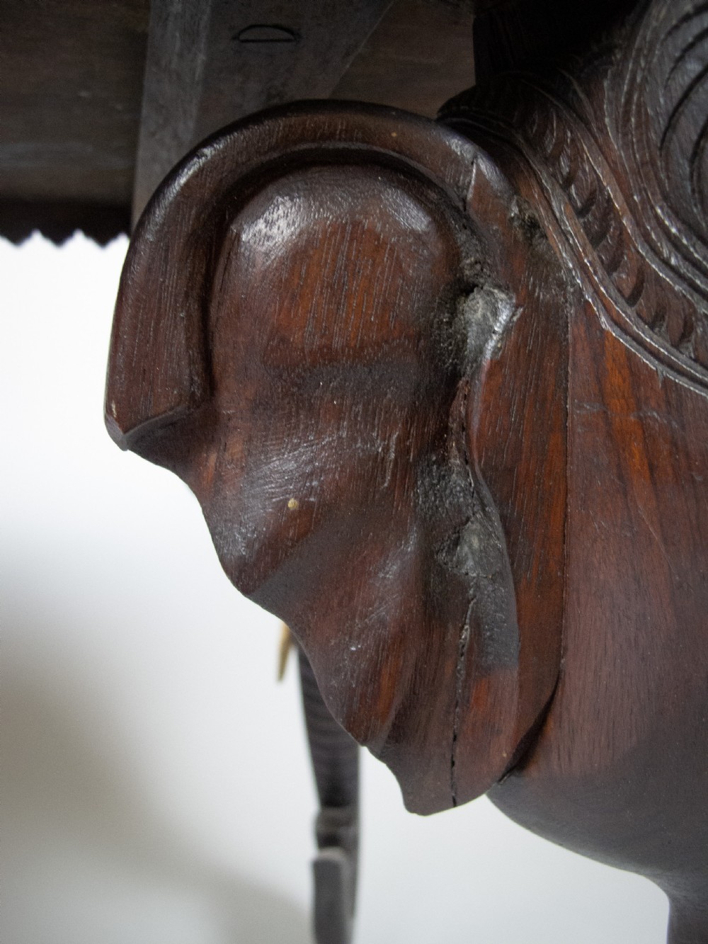 Large 19th Century Anglo Indian Carved Rosewood Table With Elephant Head Legs View XI