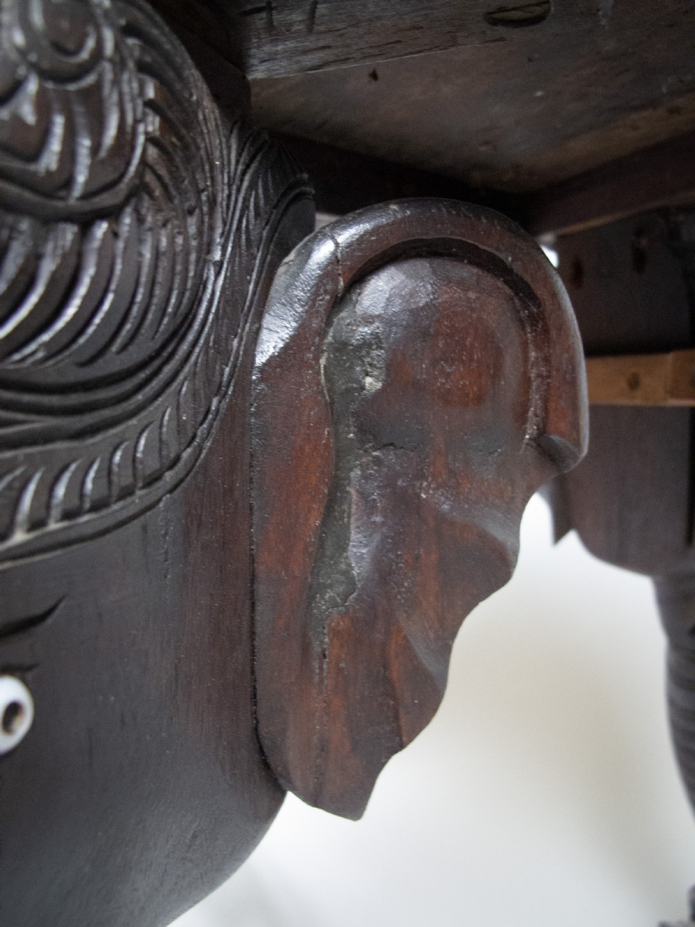 Large 19th Century Anglo Indian Carved Rosewood Table With Elephant Head Legs View XII