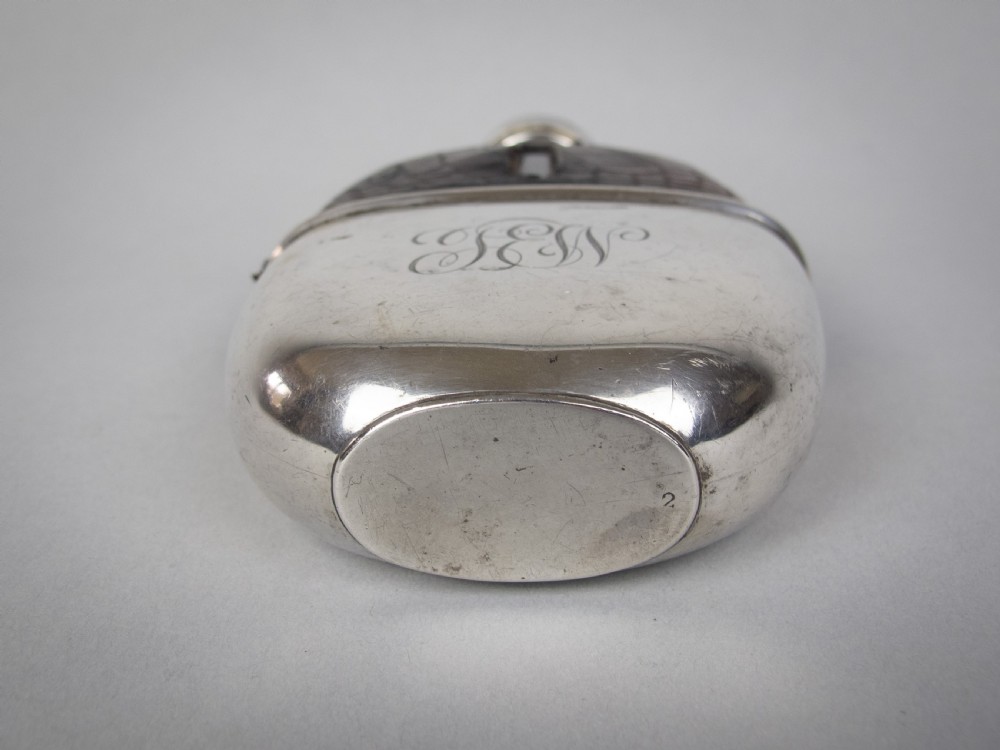 George V Silver & Crocodile Leather Hip Flask by E A Jacob, London, 1914. View XII
