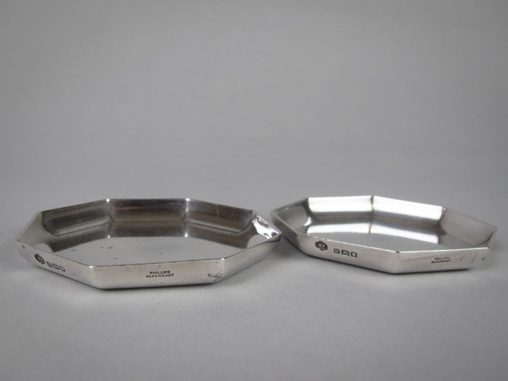 Pair of Silver Small Octagonal Trays by H Phillips Aldershot, London, 1948. View VI