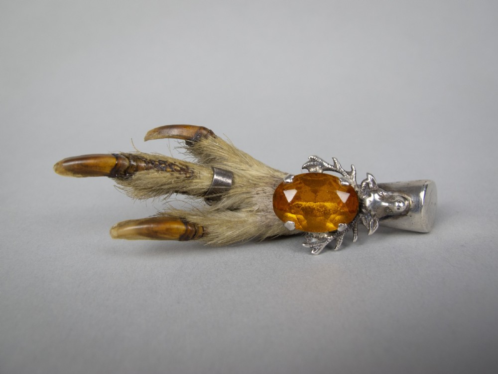 Scottish Silver Lucky Grouse Foot Brooch by Ward Brothers, Glasgow, 1949