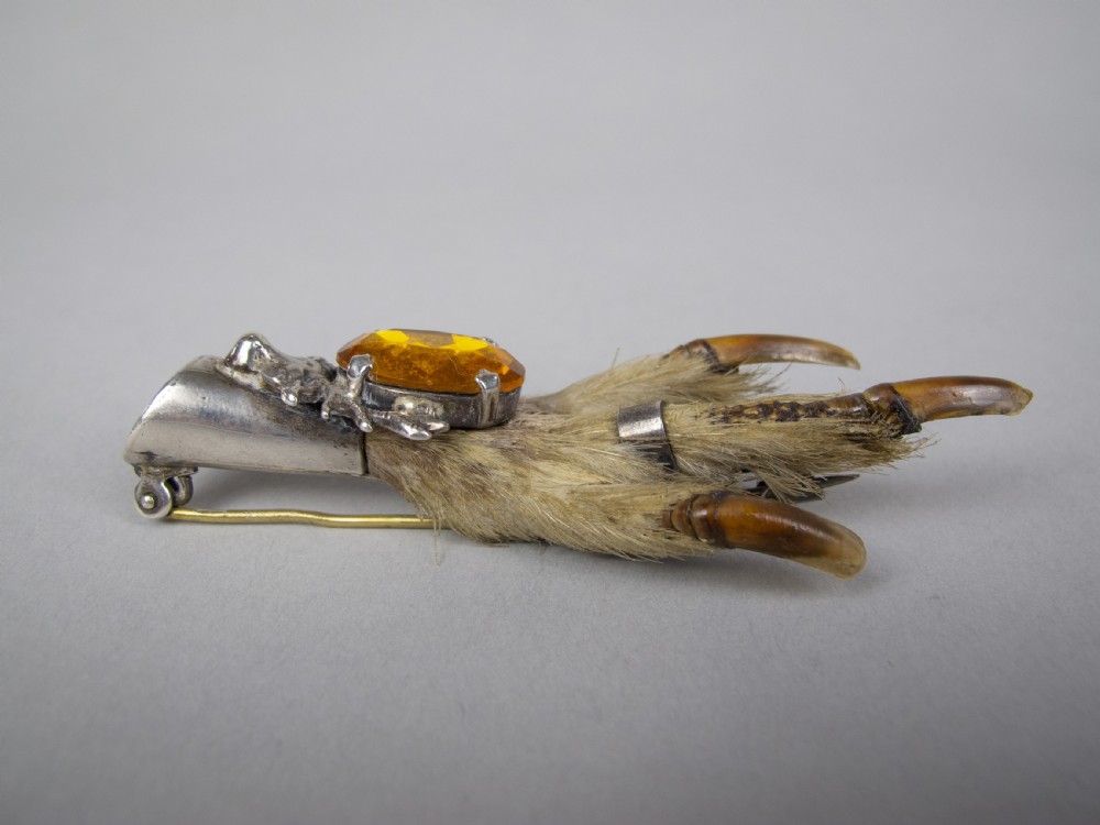 Scottish Silver Lucky Grouse Foot Brooch by Ward Brothers, Glasgow, 1949 View II