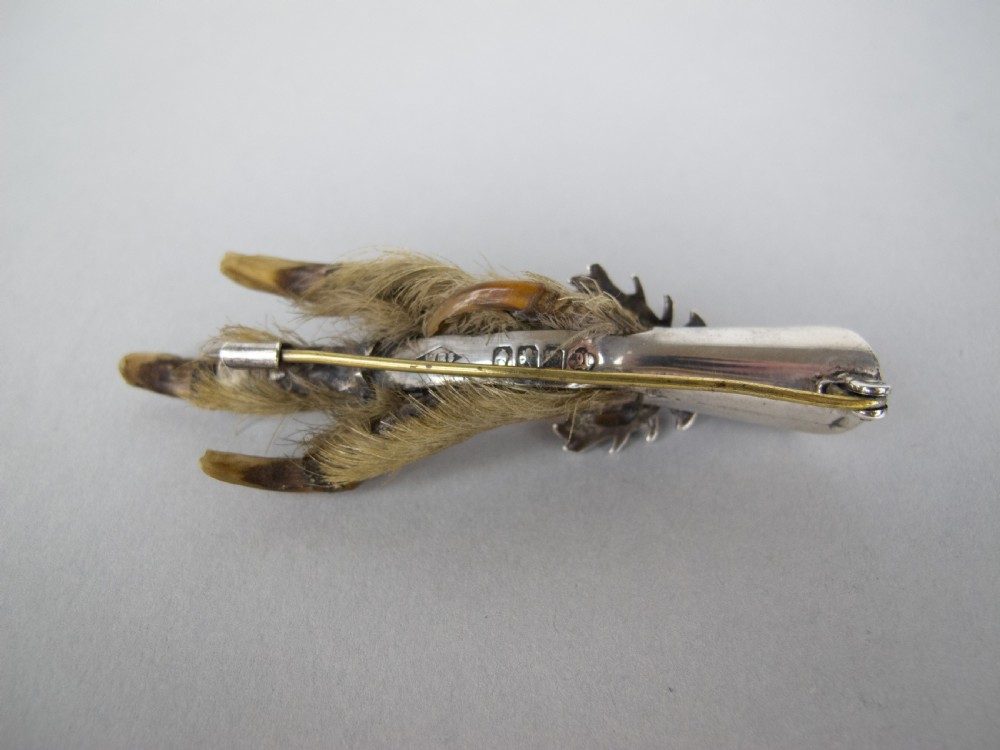 Scottish Silver Lucky Grouse Foot Brooch by Ward Brothers, Glasgow, 1949 View V
