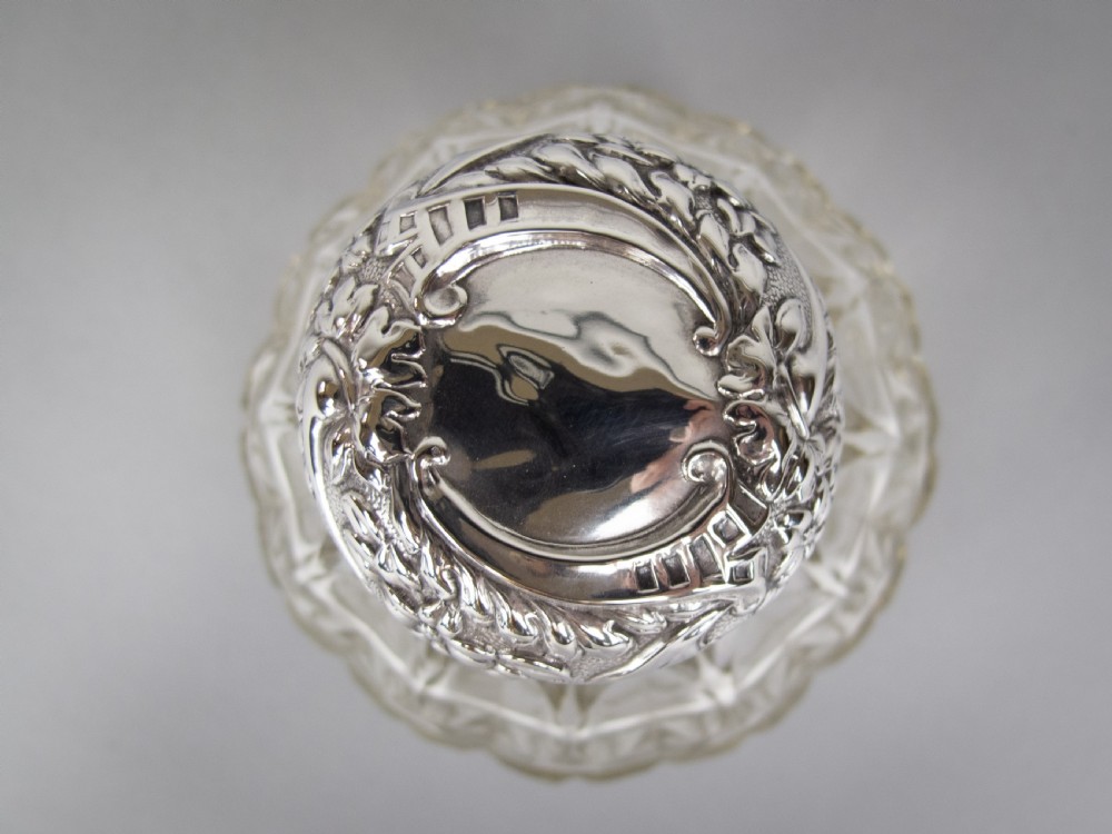 Large Sterling Silver & Cut Glass Scent Bottle by William Hutton & Sons, Birmingham, 1902. View VI