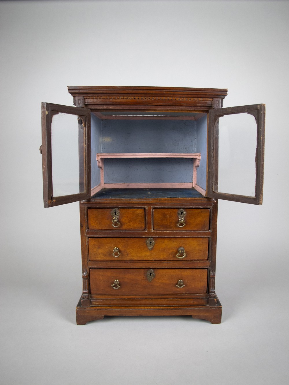 George III Miniature Mahogany Glass Fronted Cabinet - Apprentice Piece. View VI