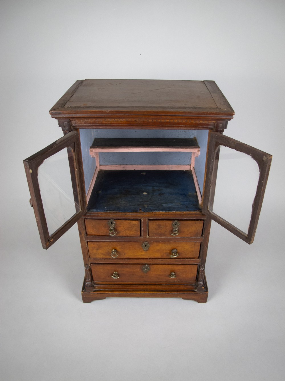 George III Miniature Mahogany Glass Fronted Cabinet - Apprentice Piece. View VII