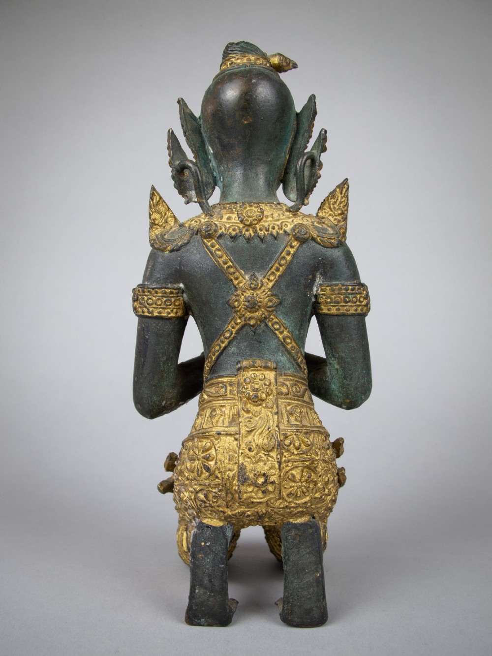 Early 20th Century Gilt Bronze Kneeling Asian Deity. View VIII